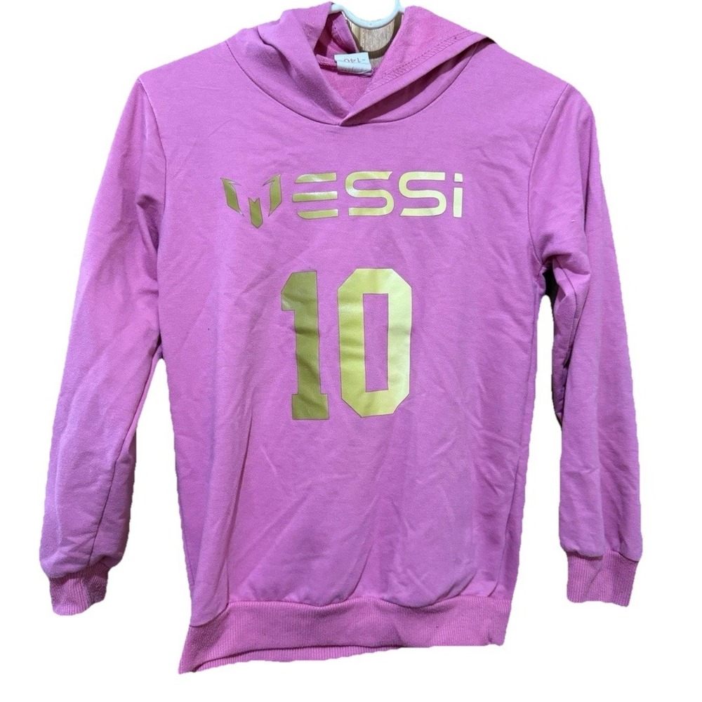 Messi Pink Pullover LightweightSweatshirt Hoodie Kids Large‎ 10-12 EUC
